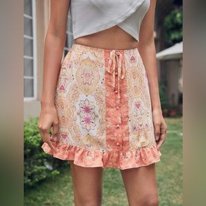 NWT Floral Ruffle Trim Skirt